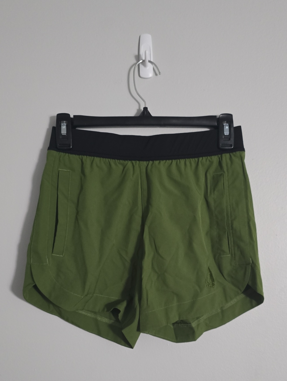 Olive Athletic Women's Shorts with Black Waistband